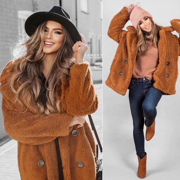 🎉HOST PICK 🎉 NEW Sherpa Lined Button Front Pea Coat - Picture 2 of 7